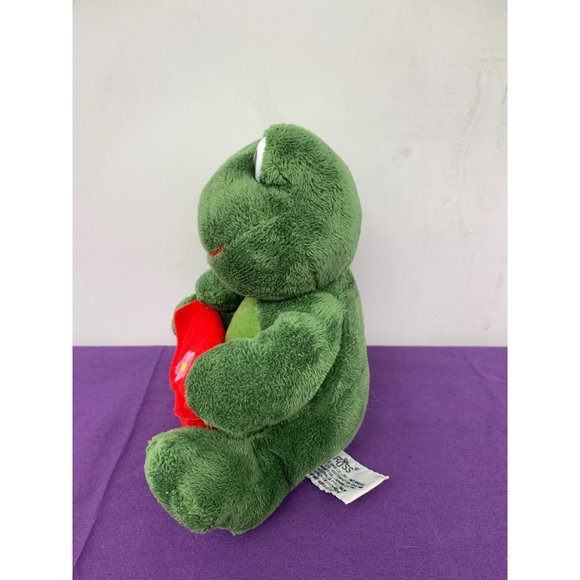 Russ 7 Inch Frog Just For You Envelope Gift Pouch Red Flowers Plastic Eyes Pink - Picture 2 of 11